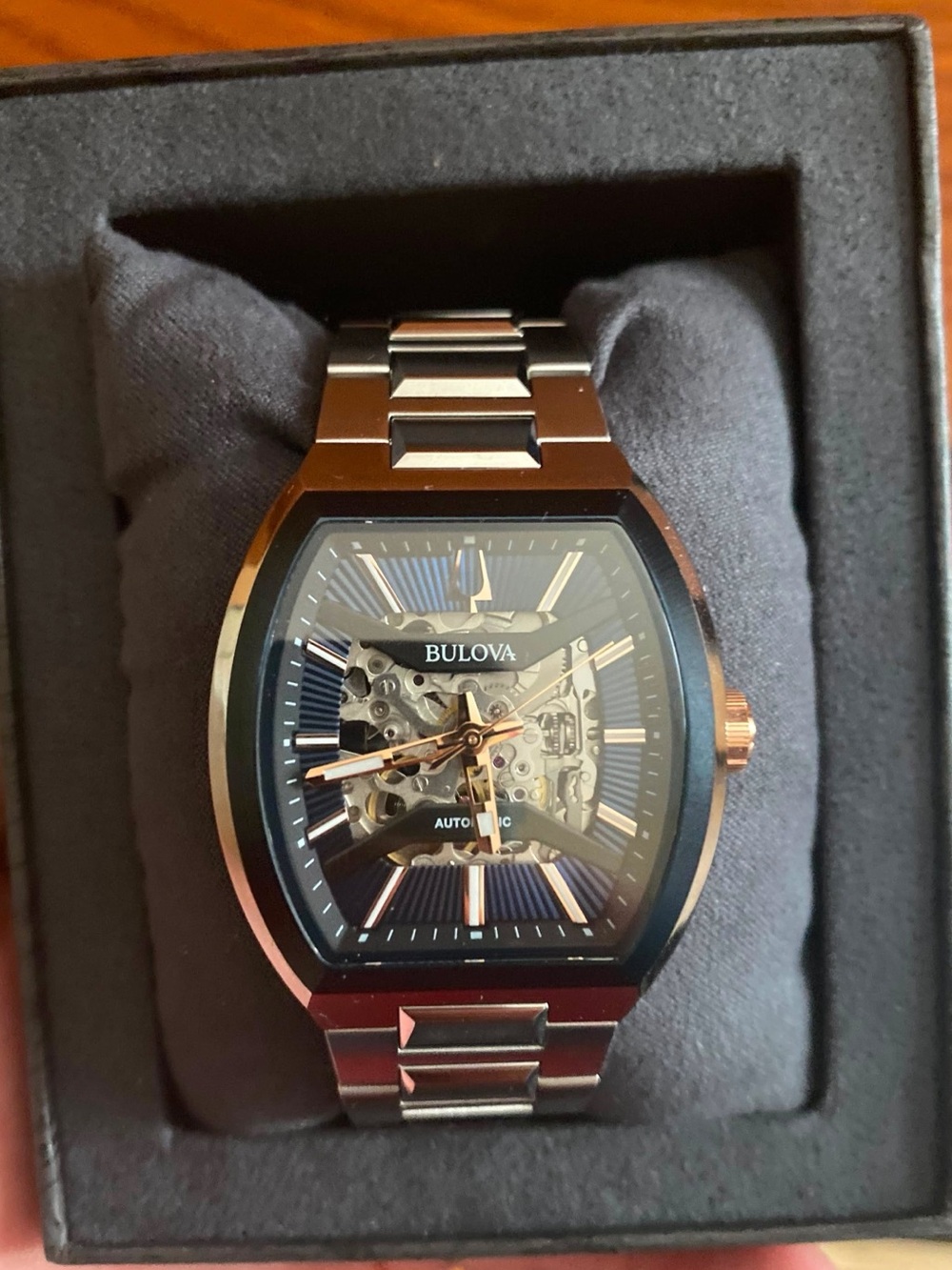 Bulova Maquina 98A321 Automatic blue Skeleton Dial Stainless Steel Men's Watch
